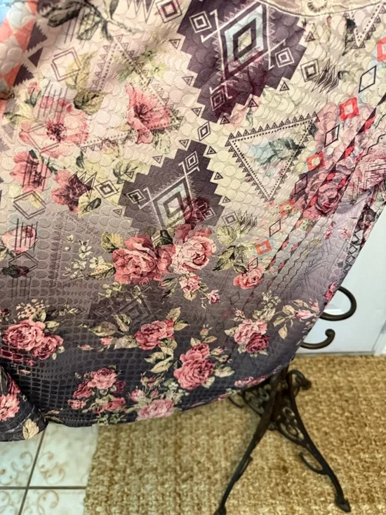 NWOT Signature Studio Pretty Floral Print Tank Top w Lace XL - Picture 10 of 12